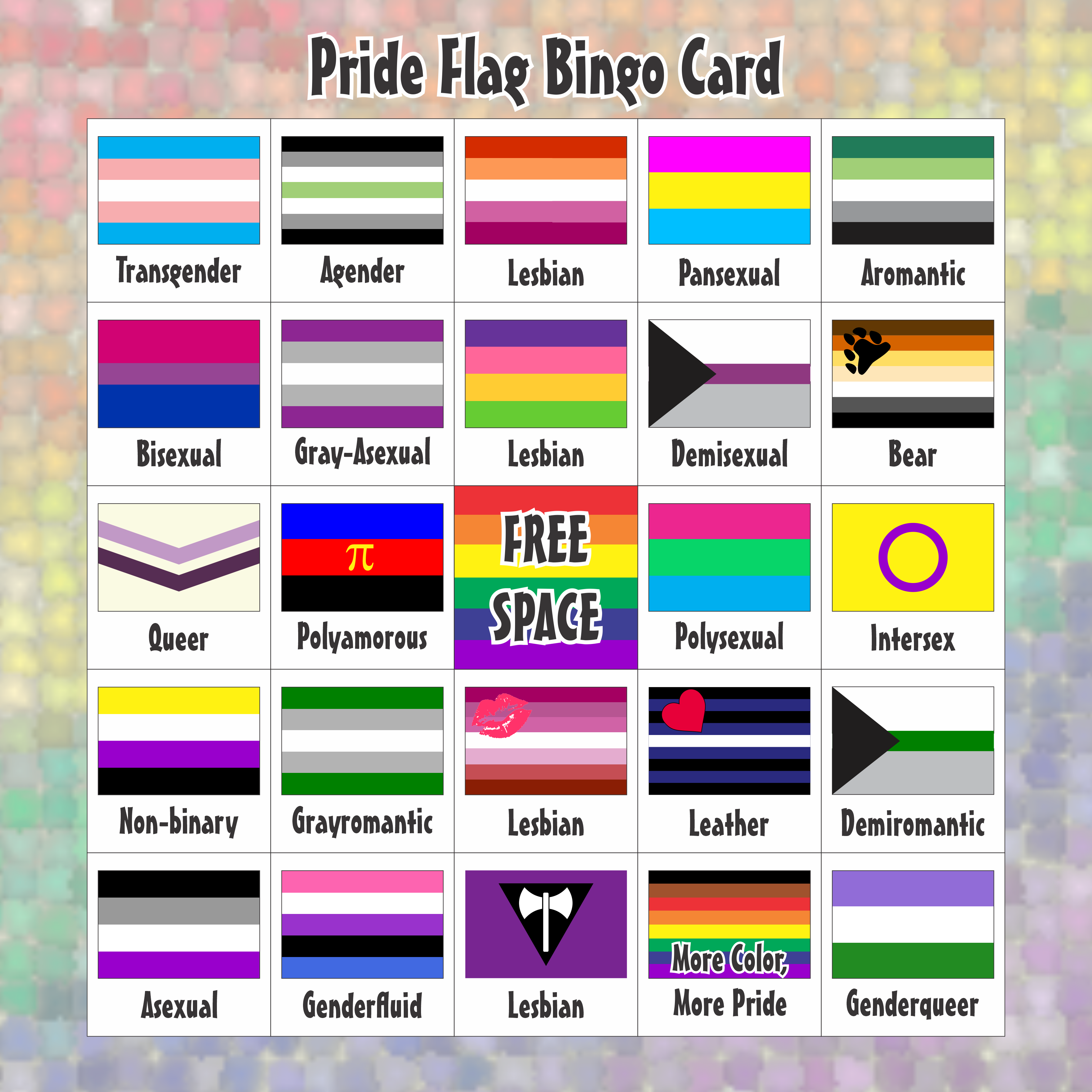 Pride Flag Bingo Card | Asexuality Archive